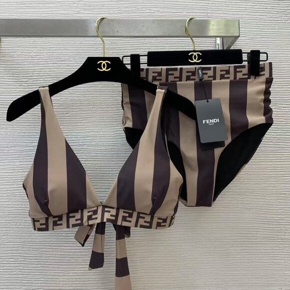 Fendi Brown and Black Bikini Set - Picture 1 of 4